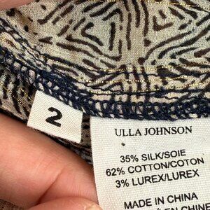Ulla Johnson Blouse Top Size 2 Floral Print Silk Cotton